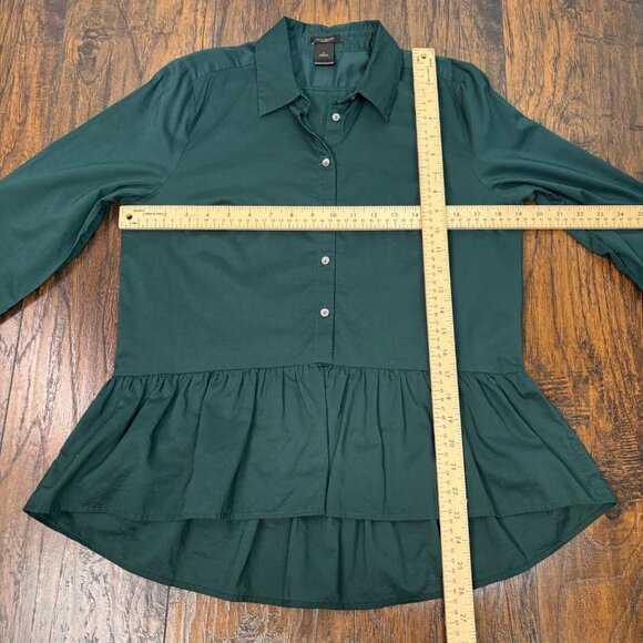Ann Taylor Top Small Green Peplum Popover Shirt Lightweight Cotton Women's - Picture 7 of 11